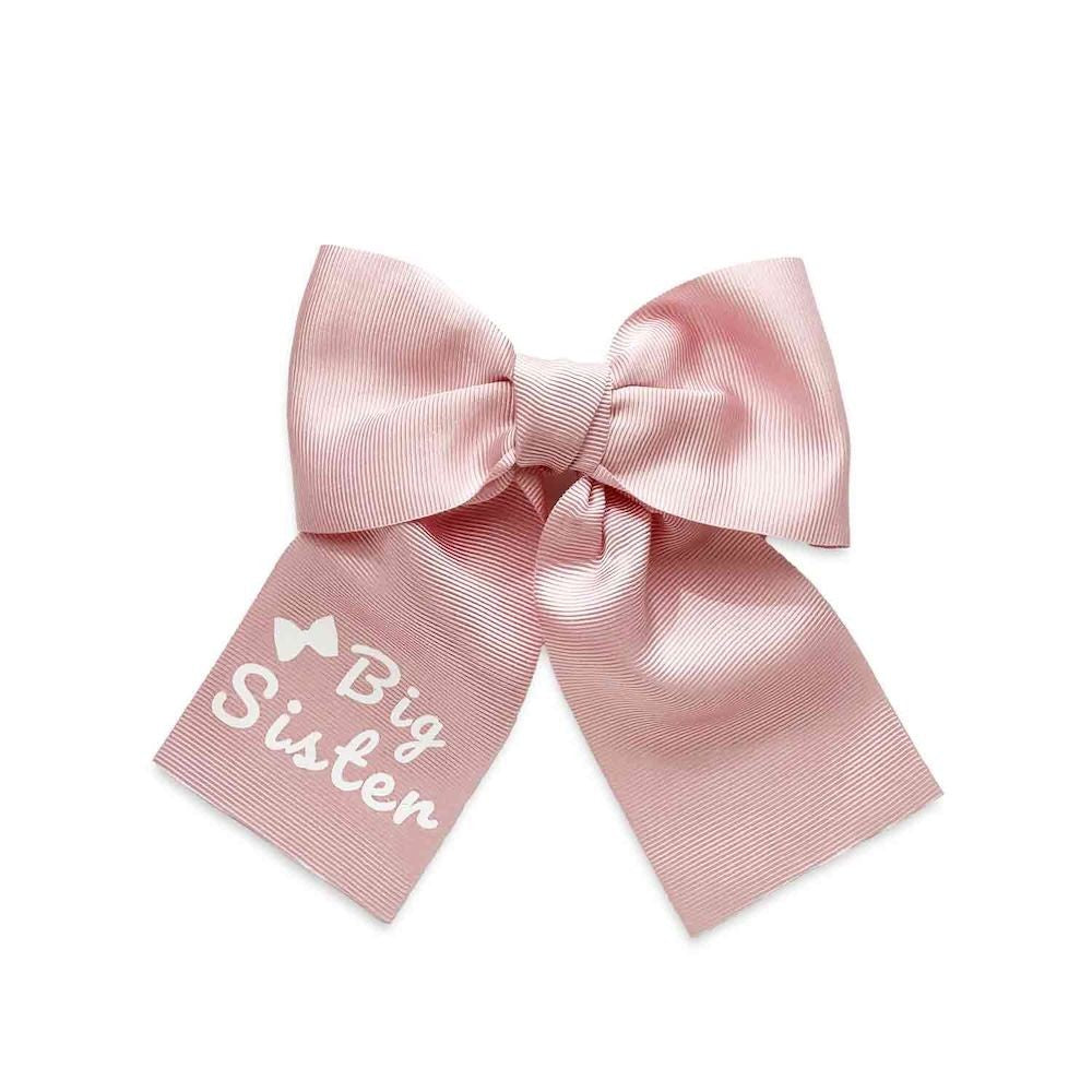 Eva's House Girls Grosgrain Sailor Hair Bow - Big Sister on Pink