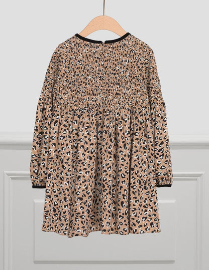 Abel & Lula Girls Leopard Print Smocked Dress