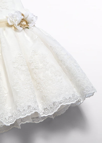 Abel & Lula Girls Organdy Embroidered Special Occasion Dress - Flower at Waist