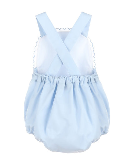 Sophie & Lucas Baby Girls Embroidered Wedgewood Crossback Bubble - Blue