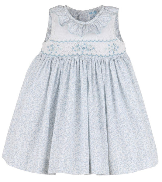 Luli & Me Girls Blue Breeze Floral Smocked Dress
