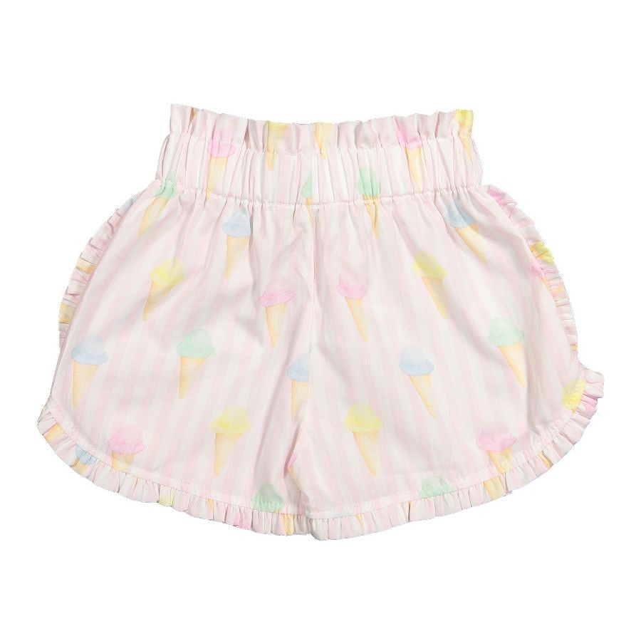 Sal & Pimenta Girls Pink Ice Creams Ruffle Shorts with Bow