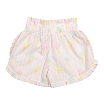 Sal & Pimenta Girls Pink Ice Creams Ruffle Shorts with Bow