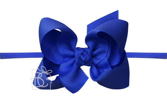 Beyond Creations Girls 1/4" Pantyhose Headband with Attached Bow - Grosgrain - Electric Royal Blue by Beyond Creations