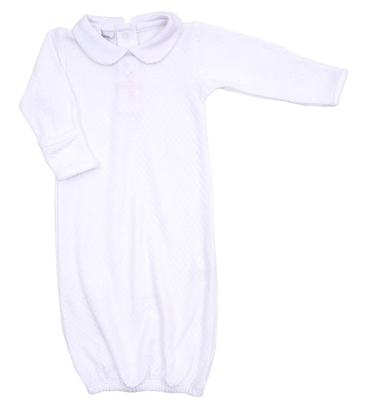 Magnolia Baby Boys / Girls White So Blessed Embroidered Cross Gown