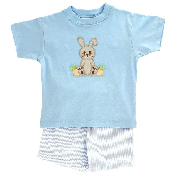 Bailey Boys Blue Bashful Bunny Easter Shorts Set