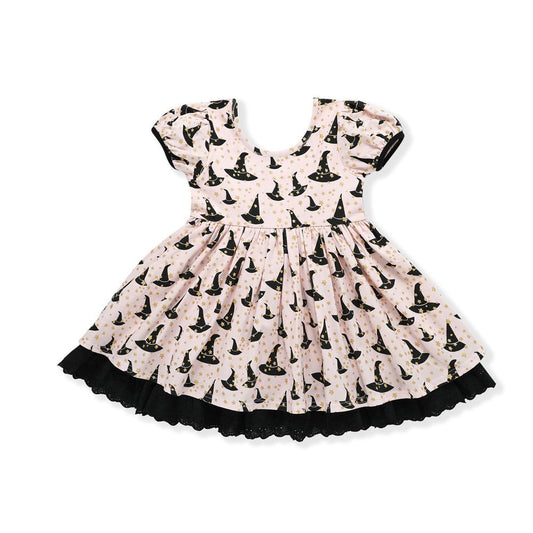Swoon Baby Girls Glitter Eyelet Trim Dress - Halloween Witch Hats
