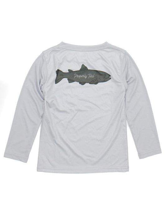 Properly Tied Performance Shirt - Ice Grey Classic Trout Fish