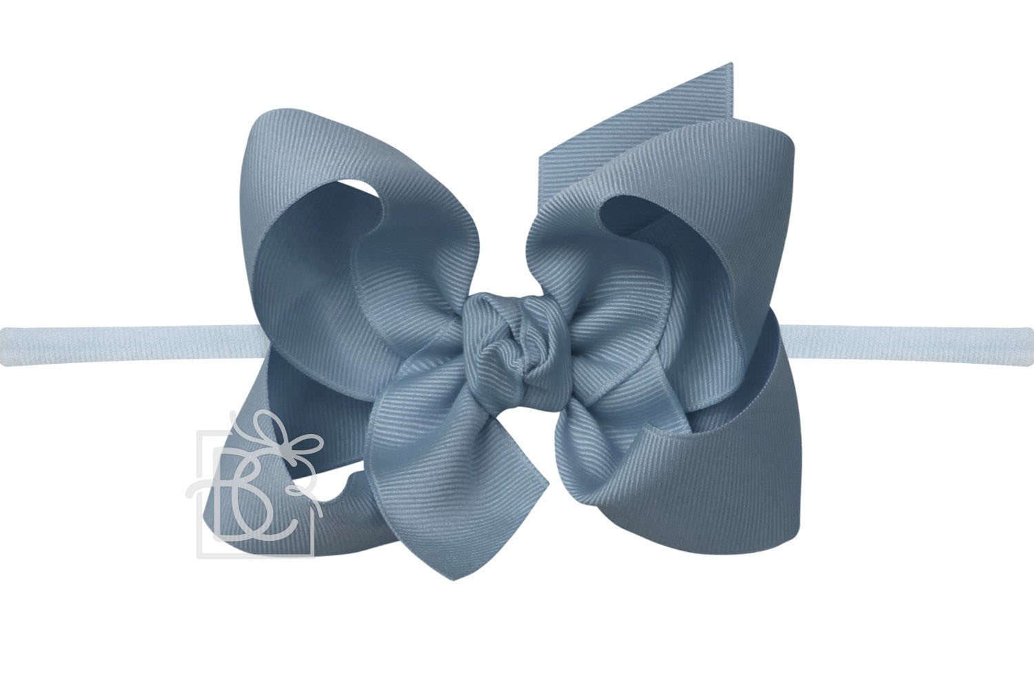 Beyond Creations Girls 1/4" Pantyhose Headband with Attached Bow - Grosgrain - Williamsburg Blue