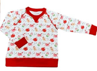 James & Lottie Girls Christmas Gingerbread Print Sidney Sweatshirt