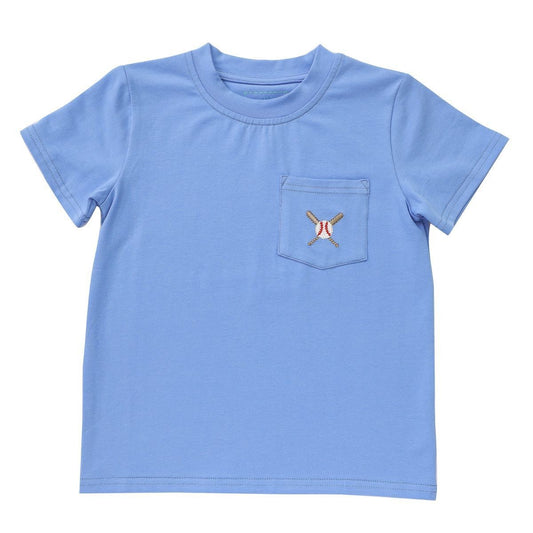 Itsy Bitsy Boys Blue Pocket Tee Shirt - Baseball by Itsy Bitsy