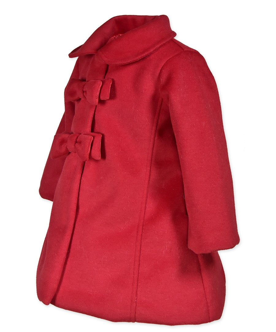 Widgeon Girls Dress Coats - Two Bow Car Coat - Red