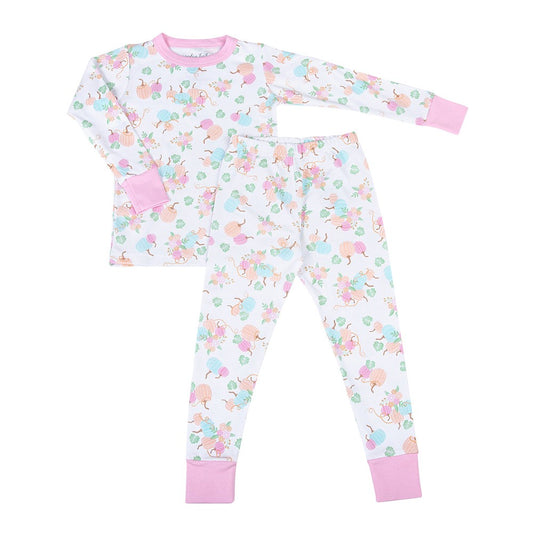 Magnolia Baby Little Girls Pumpkin Blush Melon Pastels Long Pajamas