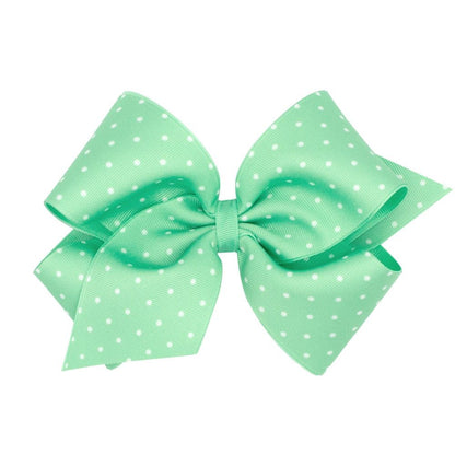 Wee Ones Girls Grosgrain Hair Bow - Tiny Dots - Mint Green