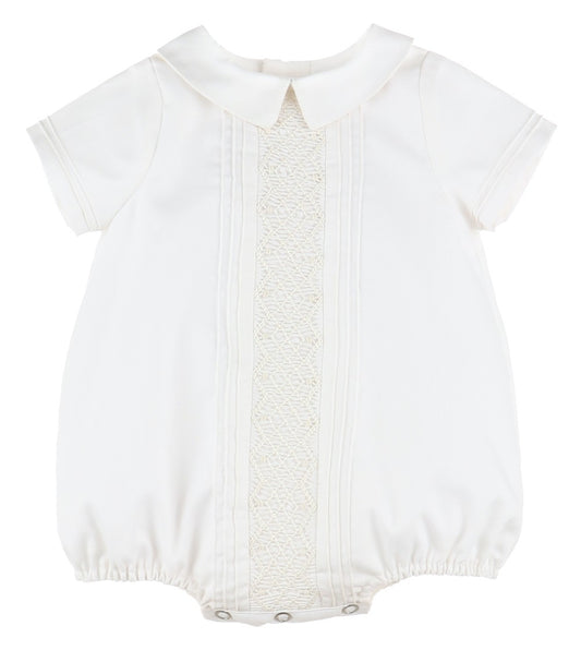 Luli & Me Baby Boys Smocked Bubble - White