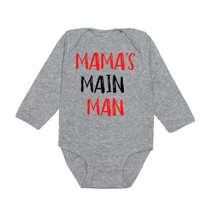 Sweet Wink Baby Boys Heather Grey Valentine Onesie - Mama's Main Man