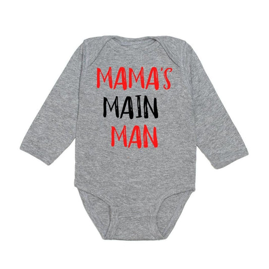 Sweet Wink Baby Boys Heather Grey Valentine Onesie - Mama's Main Man