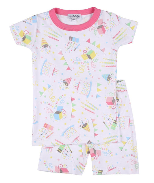 Magnolia Baby Little Girls Happy Birthday Short Pajamas - Pink