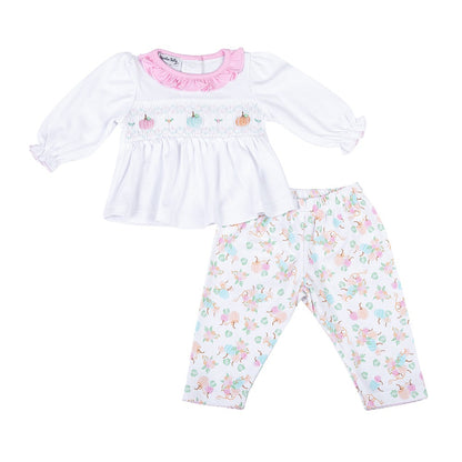 Magnolia Baby Girls Pumpkin Blush Melon Pastels Smocked Pant Set