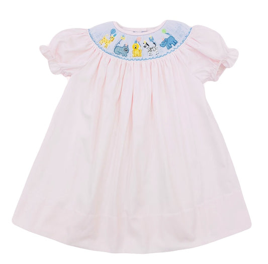 The Best Dressed Child Baby Girls Smocked Birthday Party Animals Dress - Bishop