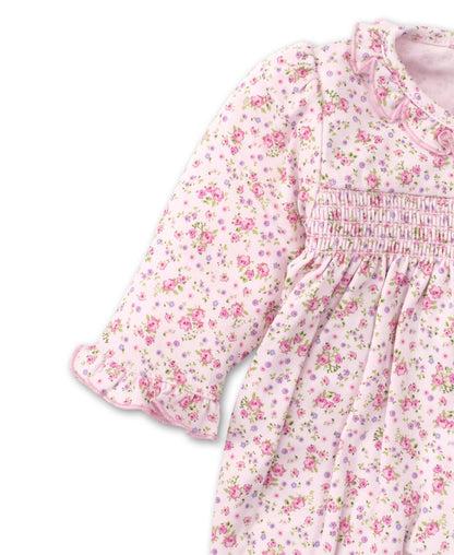Kissy Kissy Baby Girls Dusty Rose Pink Floral Smocked Footie