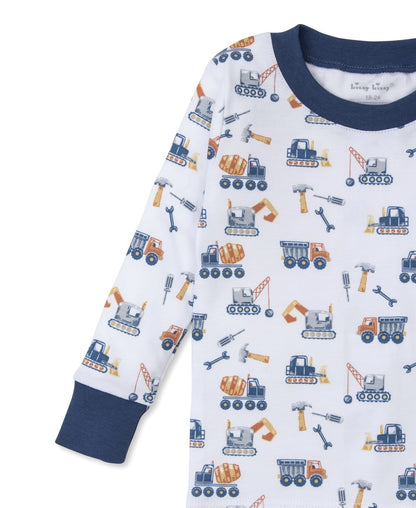 Kissy Kissy Boys Snug Fit Long Pajamas - Blue Construction Crew