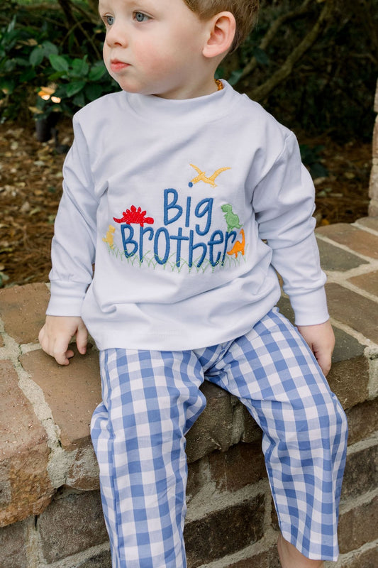 Bailey Boys Toddler Big Brother Shirt - White - Long Sleeves - Dinosaurs