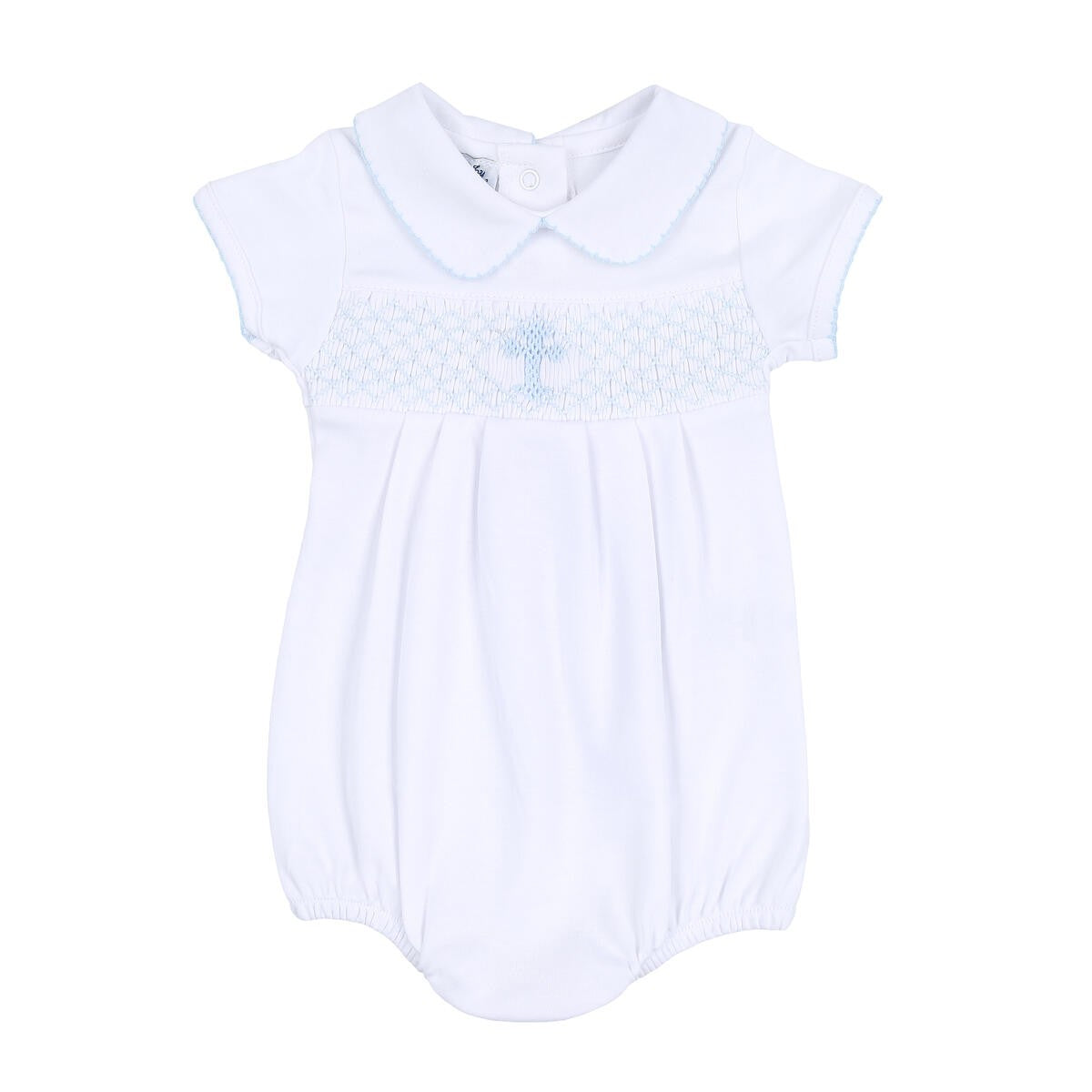 Magnolia Baby Boys Blessed Smocked Blue Cross Bubble