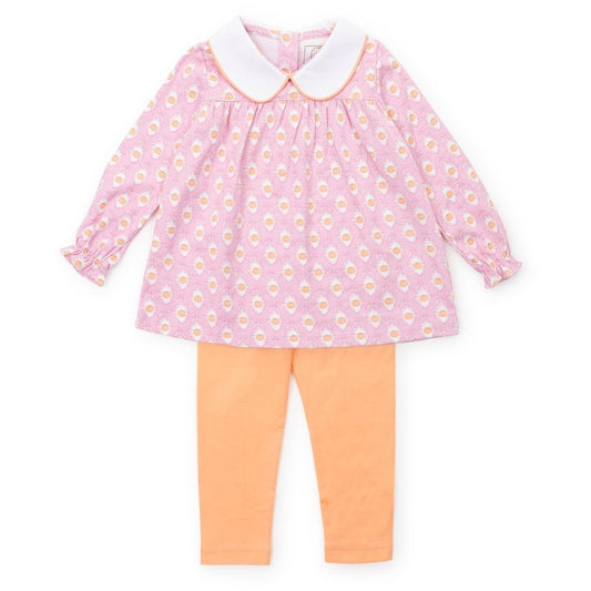 Lila & Hayes Girls Morgan Leggings Set - Orange & Pink Pretty Pumpkins