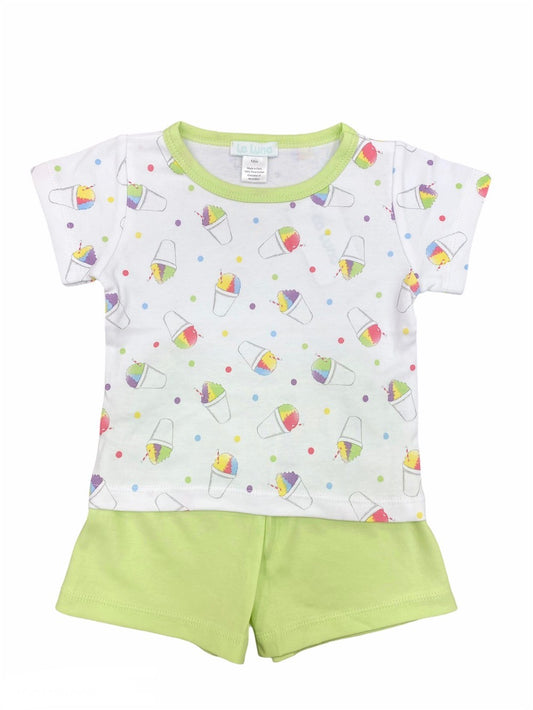 La Luna Playwear - Boys Green Shorts Set - Snow Cones