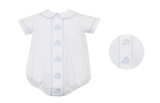 Anavini Baby Boys White Poplin Bubble - Blue Bunnies