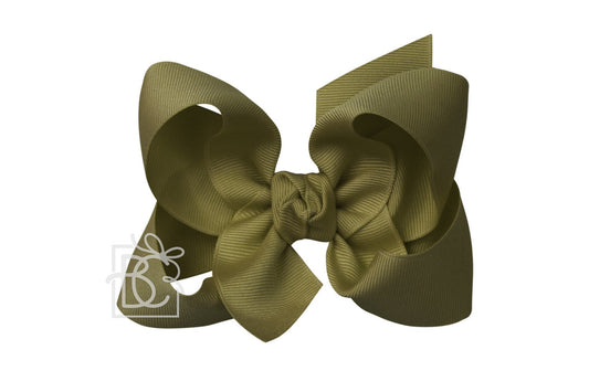 Beyond Creations Girls Grosgrain Double Knot Bow on Clip - Moss Green by Beyond Creations