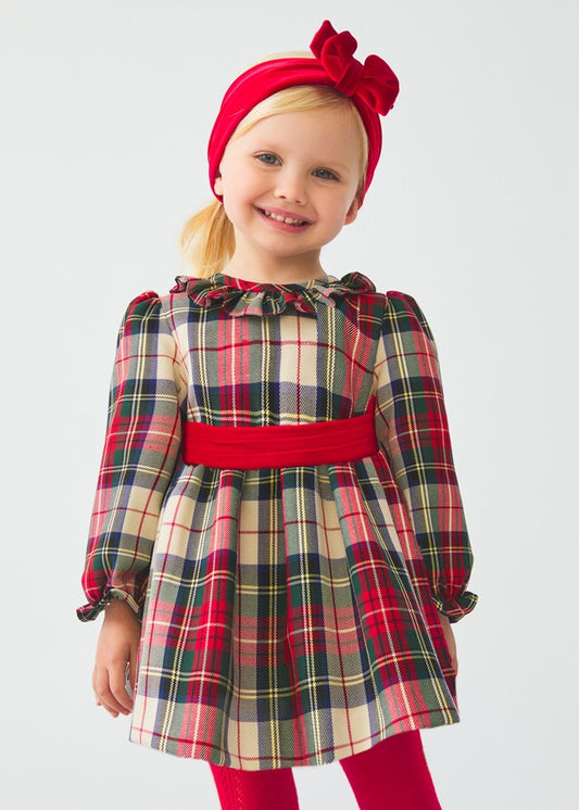 Abel & Lula Girls Dress - Red Holiday Tartan Plaid