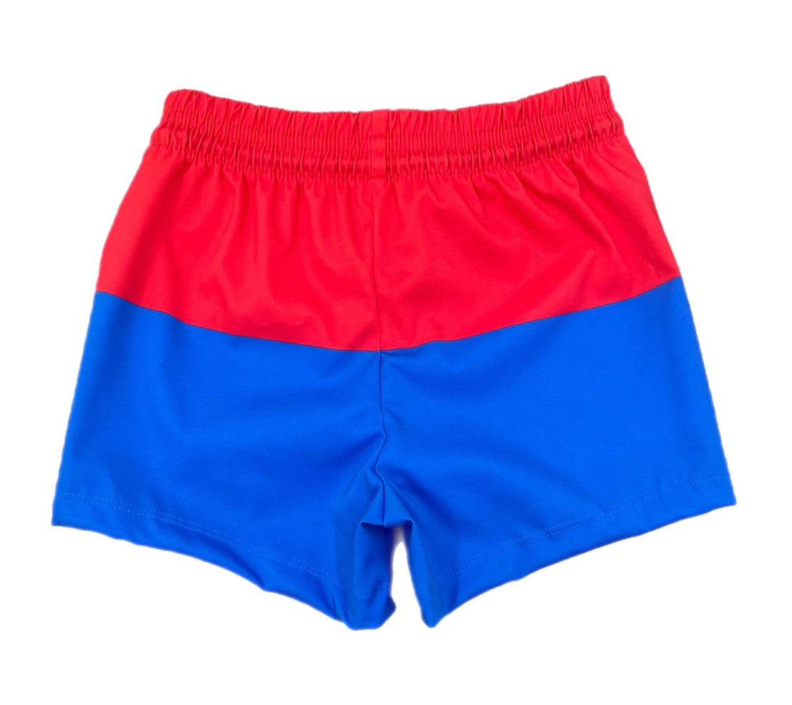 James & Lottie Boys Color Block Swim Trunks - Red & Blue