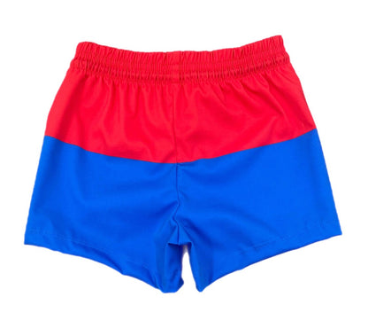 James & Lottie Boys Color Block Swim Trunks - Red & Blue