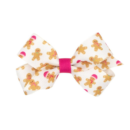 Wee Ones Girls Hair Bow on Clip - Christmas Gingerbread Men
