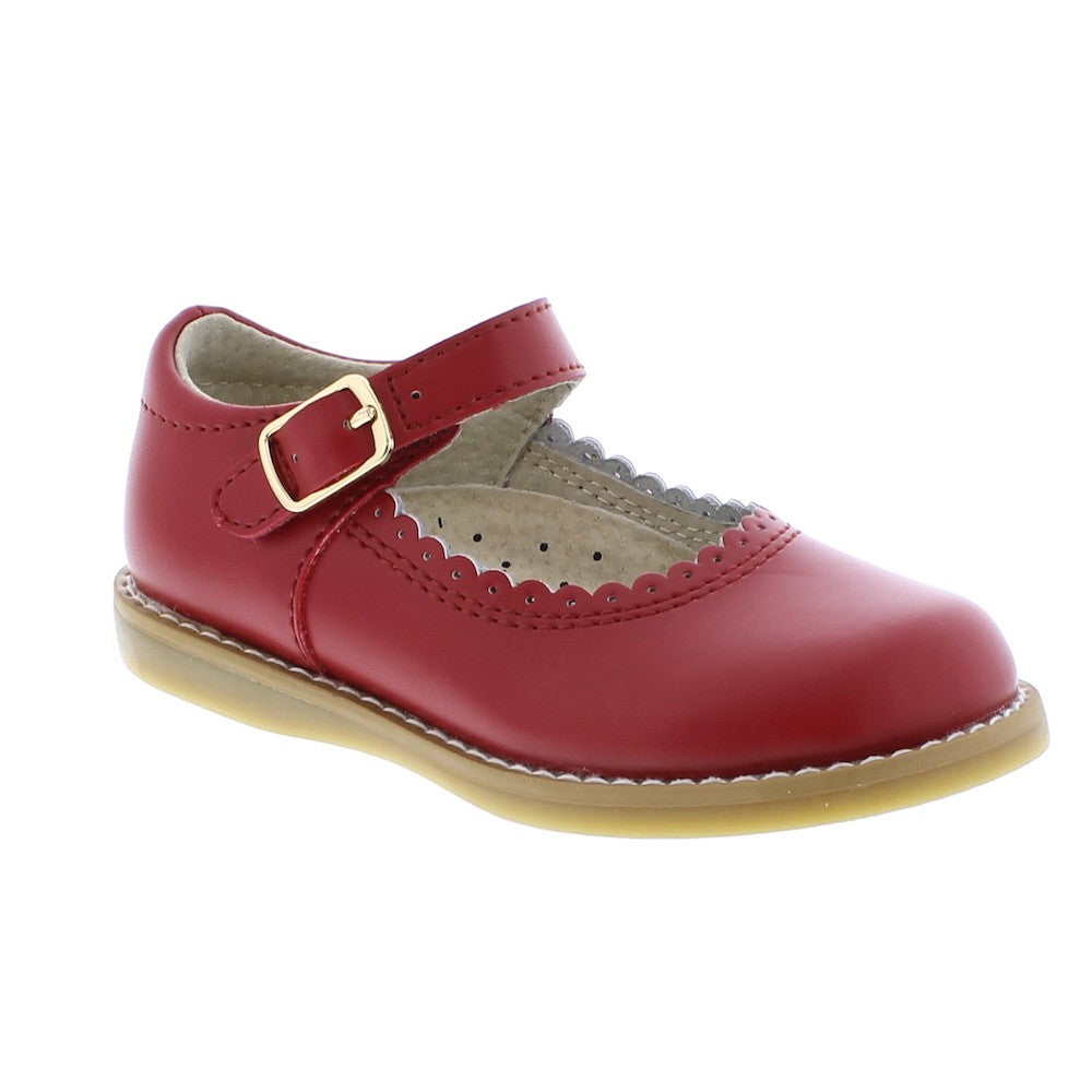 Footmates Girls School Shoes - Allie Mary Janes - Apple Red