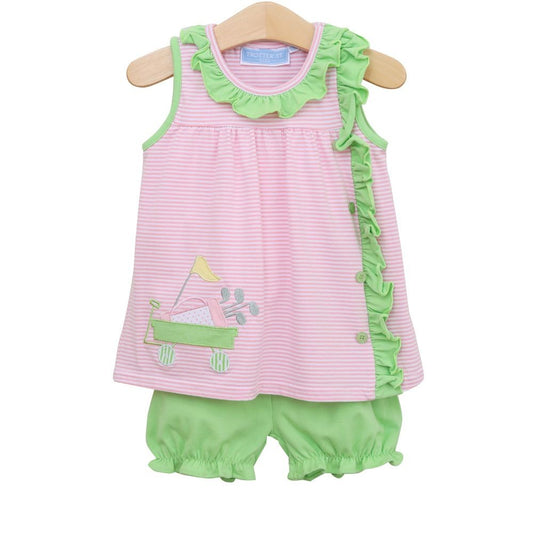 Trotter Street Kids Girls Pink & Green Golf Bloomers Set