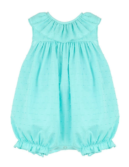 Sophie & Lucas Baby Girls Aqua Candy Dotted Swiss Bubble - Bow on Back