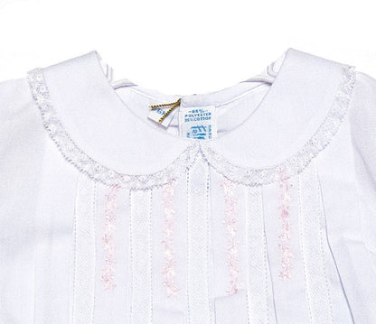 Feltman Brothers Girls White Midgie Dress with Pink Trim