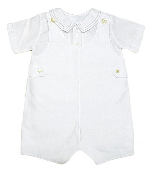 Feltman Brothers Boys Dressy White Shortall Outfit with Shirt by Feltman Brothers