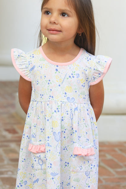 Trotter Street Kids Girls Pink Enchanted Mouse Pocket Dress