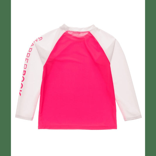 Snapper Rock Girls Lipstick Pink & White Long Sleeved Rash Guard Top