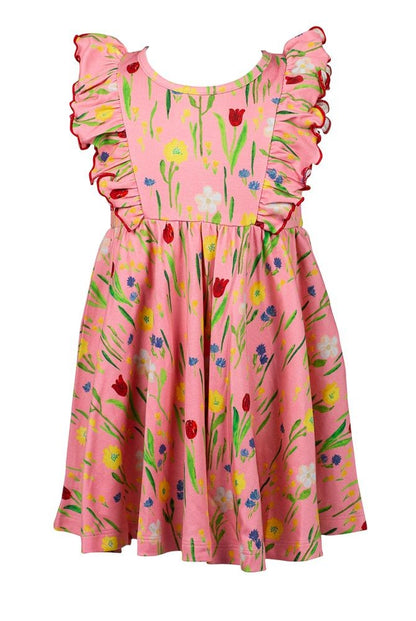 Proper Peony Pima Girls Pink Lola Floral Twirl Dress