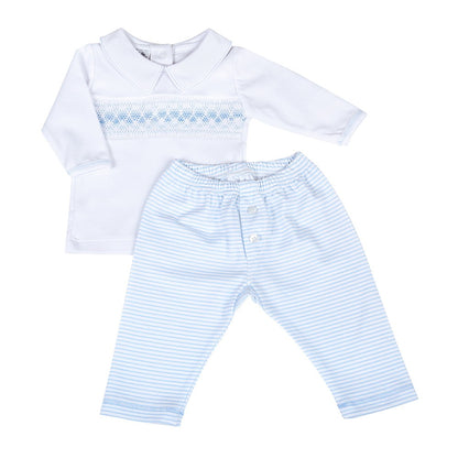 Magnolia Baby Boys Lilly and Logan Smocked Pant Set - Blue