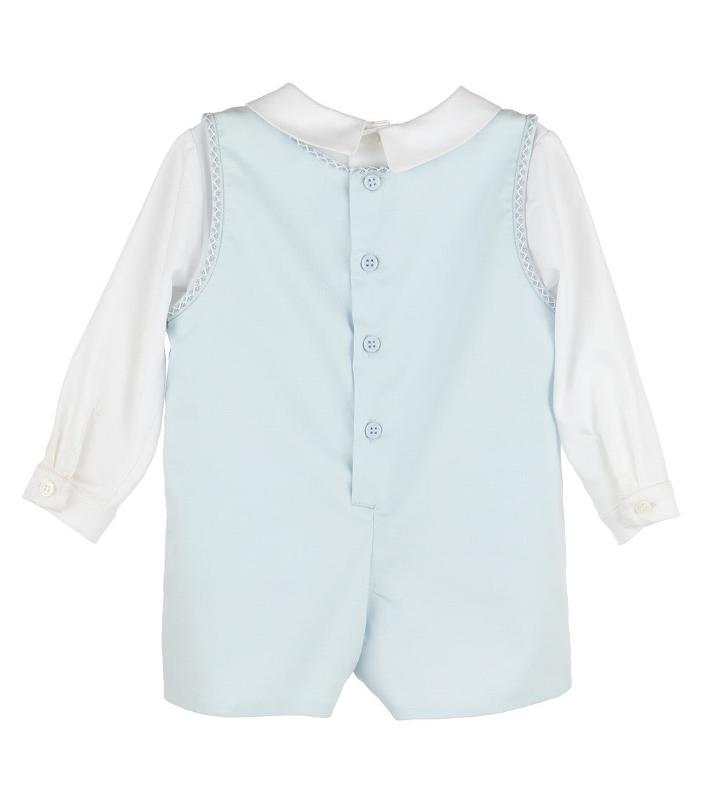 Luli & Me Boys Blue Stitched Shortall with Shirt