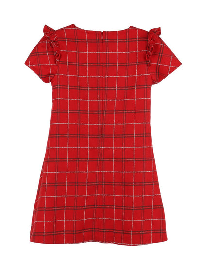 Luli & Me Maria Casero Girls Red Holiday Tartan Plaid Dress