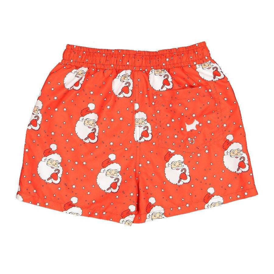 Sal & Pimenta Boys Christmas Swim Trunks - Red Santa Glows