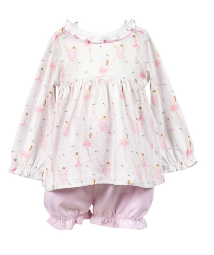 Proper Peony Pima Girls Pink Ballerinas Bloomers Set
