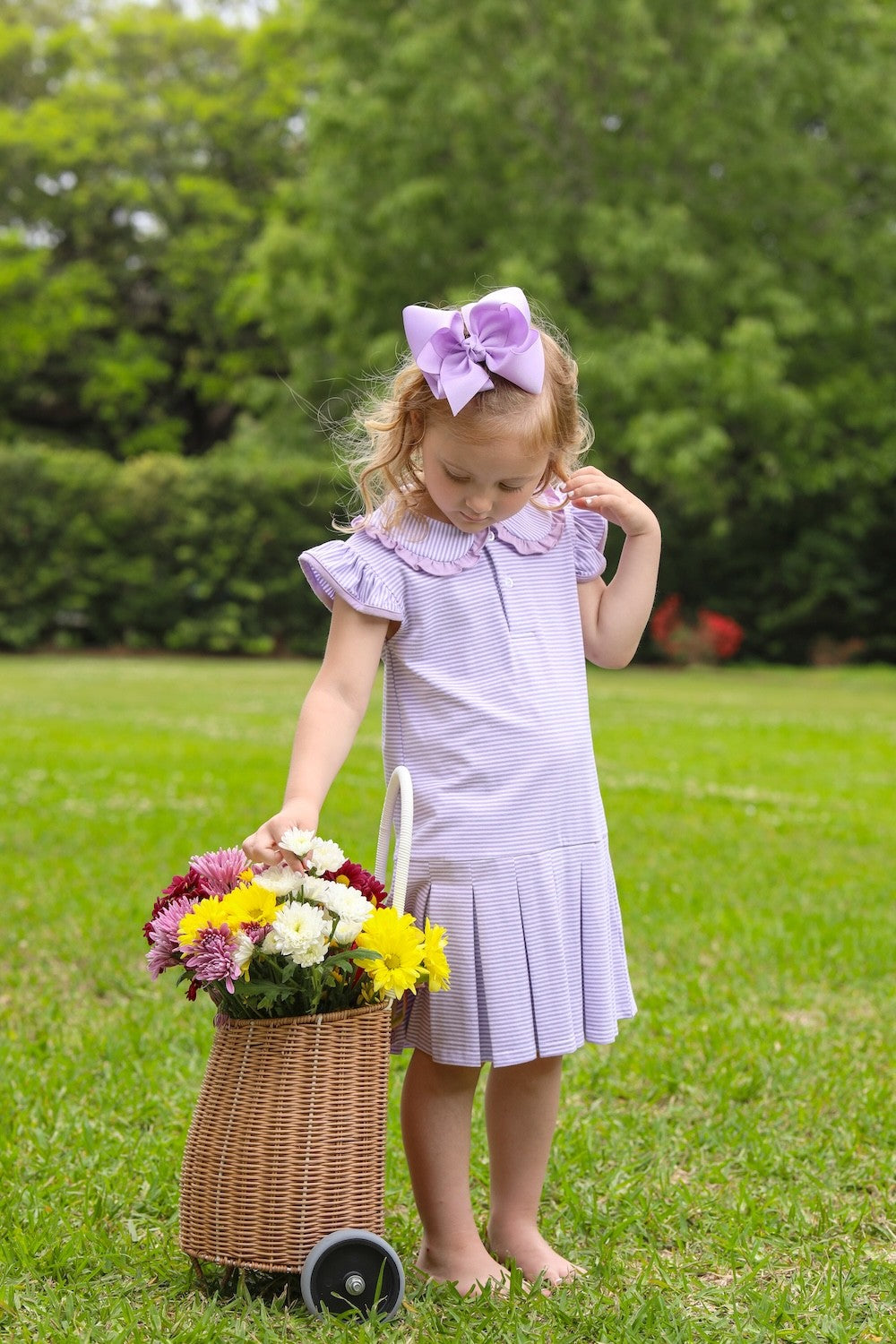 Trotter Street Kids Girls Camilla Knit Dress - Lavender Stripe
